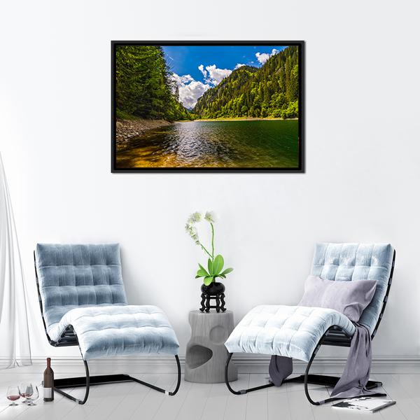 Lake In Parang Mountains Canvas Wall Art-3 Horizontal-Gallery Wrap-25" x 16"-Tiaracle