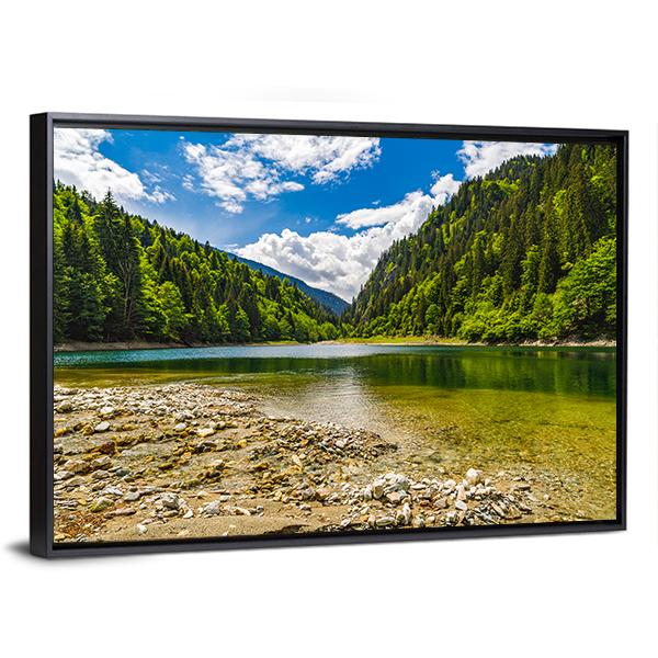 Lake In Parang Mountains Romania Canvas Wall Art-3 Horizontal-Gallery Wrap-25" x 16"-Tiaracle