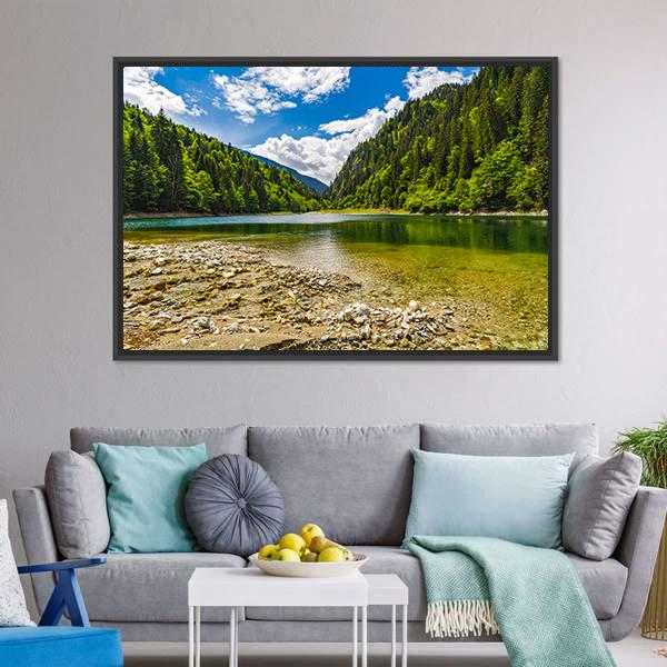 Lake In Parang Mountains Romania Canvas Wall Art-3 Horizontal-Gallery Wrap-25" x 16"-Tiaracle