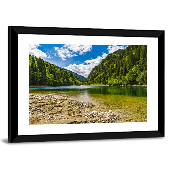 Lake In Parang Mountains Romania Canvas Wall Art-3 Horizontal-Gallery Wrap-25" x 16"-Tiaracle