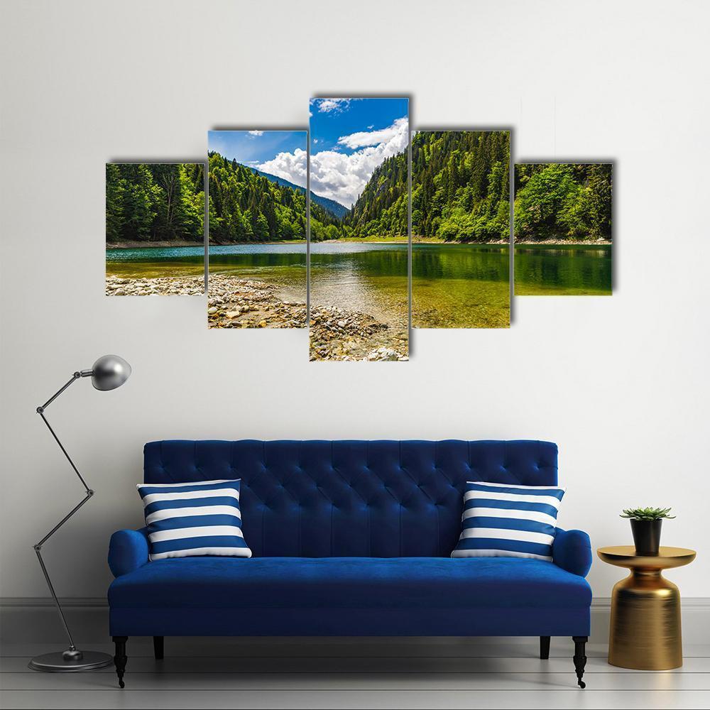 Lake In Parang Mountains Romania Canvas Wall Art-5 Star-Gallery Wrap-62" x 32"-Tiaracle
