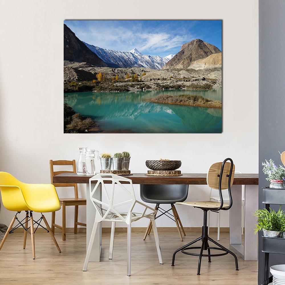 Lake In Pasu Pakistan Canvas Wall Art-5 Horizontal-Gallery Wrap-22" x 12"-Tiaracle