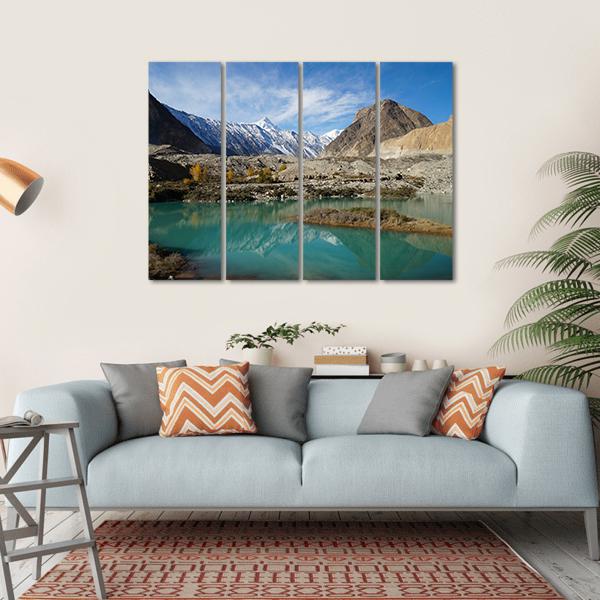 Lake In Pasu Pakistan Canvas Wall Art-4 Horizontal-Gallery Wrap-34" x 24"-Tiaracle