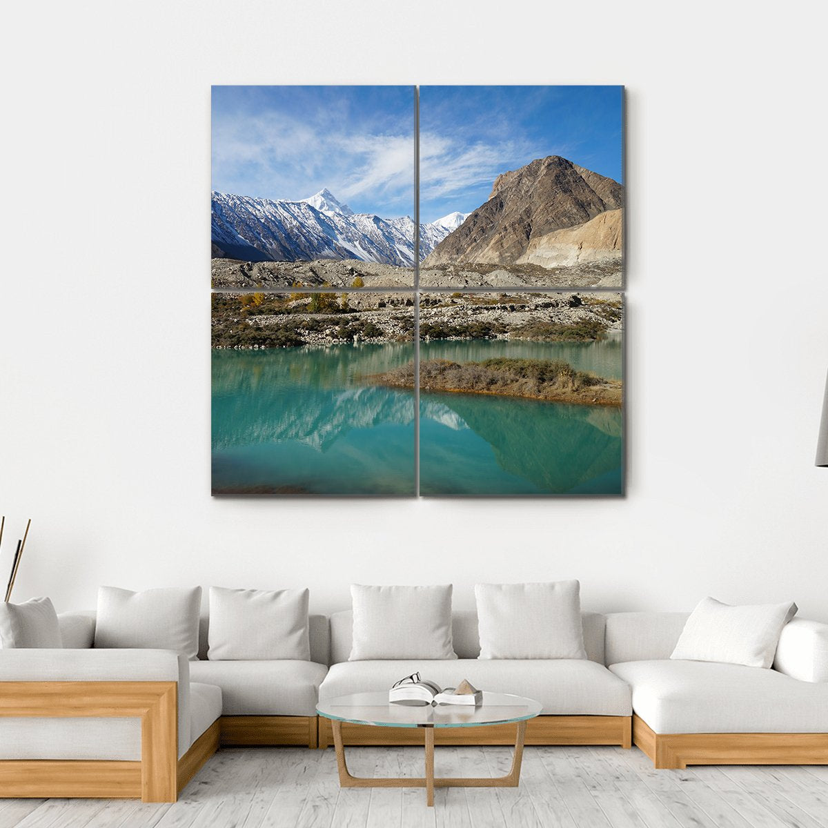 Lake In Pasu Pakistan Canvas Wall Art-4 Square-Gallery Wrap-17" x 17"-Tiaracle