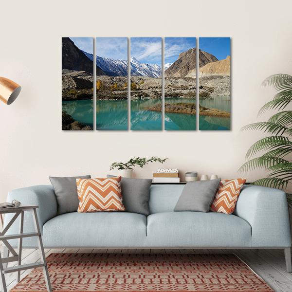 Lake In Pasu Pakistan Canvas Wall Art-5 Horizontal-Gallery Wrap-22" x 12"-Tiaracle
