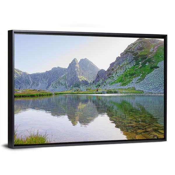 Lake In Retezat Mountains Canvas Wall Art-3 Horizontal-Gallery Wrap-25" x 16"-Tiaracle