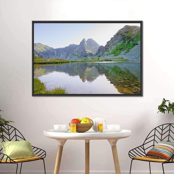Lake In Retezat Mountains Canvas Wall Art-3 Horizontal-Gallery Wrap-25" x 16"-Tiaracle