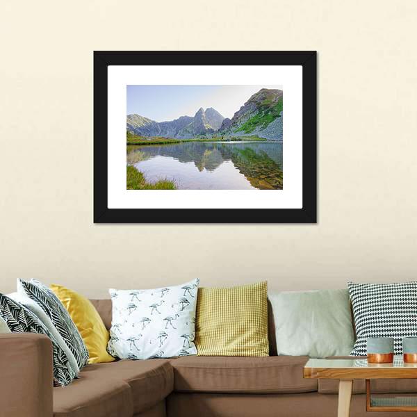 Lake In Retezat Mountains Canvas Wall Art-3 Horizontal-Gallery Wrap-25" x 16"-Tiaracle