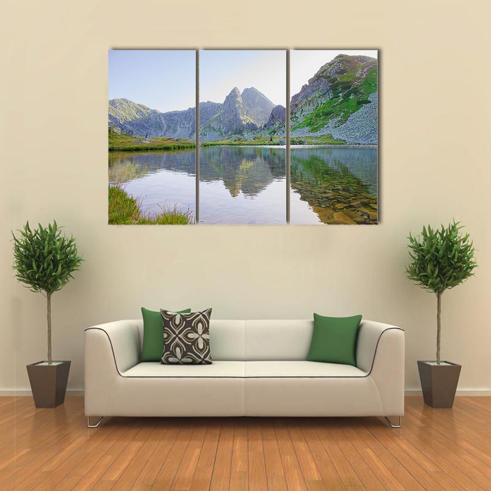 Lake In Retezat Mountains Canvas Wall Art-3 Horizontal-Gallery Wrap-37" x 24"-Tiaracle