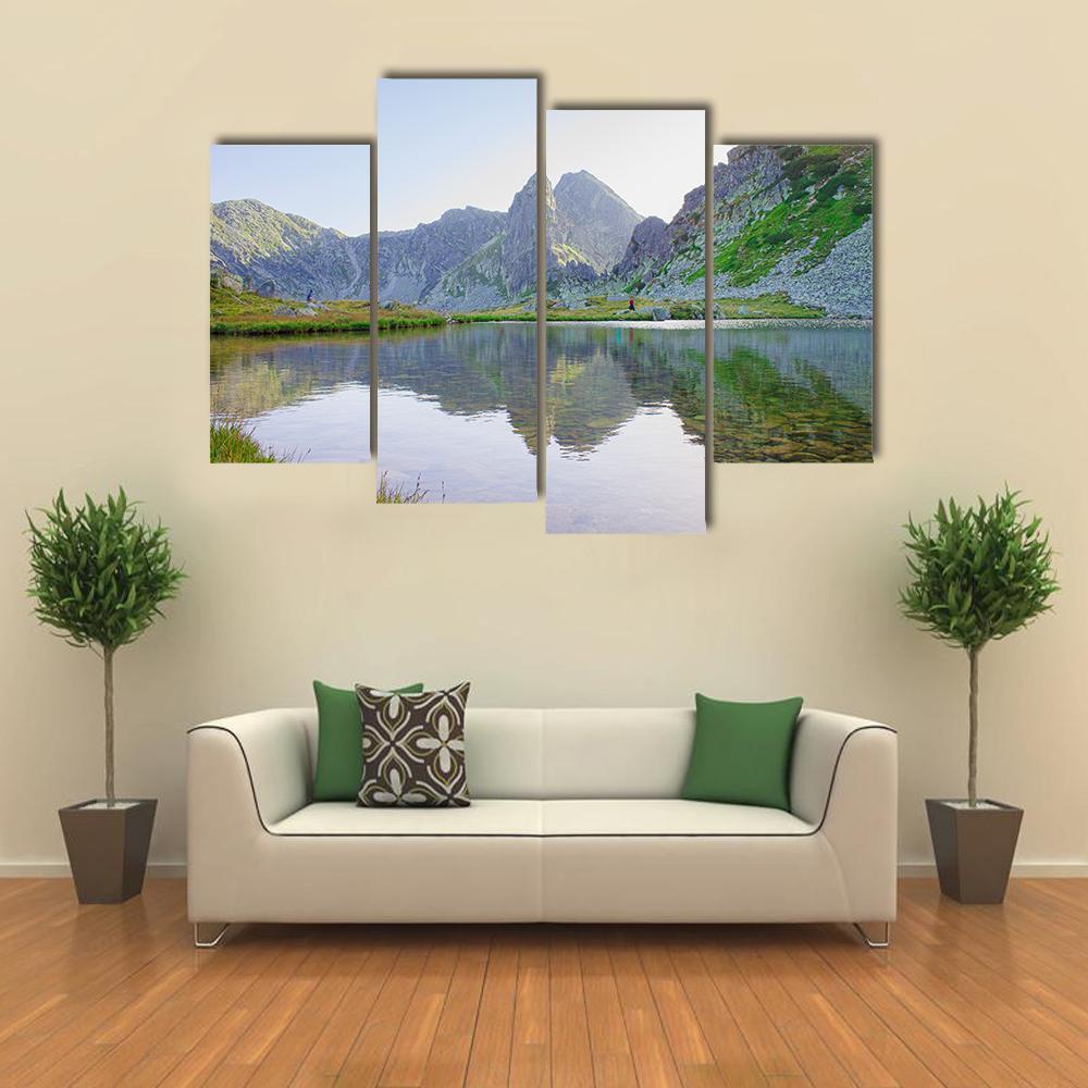 Lake In Retezat Mountains Canvas Wall Art-4 Pop-Gallery Wrap-50" x 32"-Tiaracle