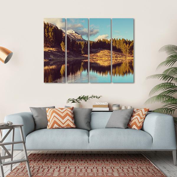 Lake In Rocky Mountains Canvas Wall Art-4 Horizontal-Gallery Wrap-34" x 24"-Tiaracle