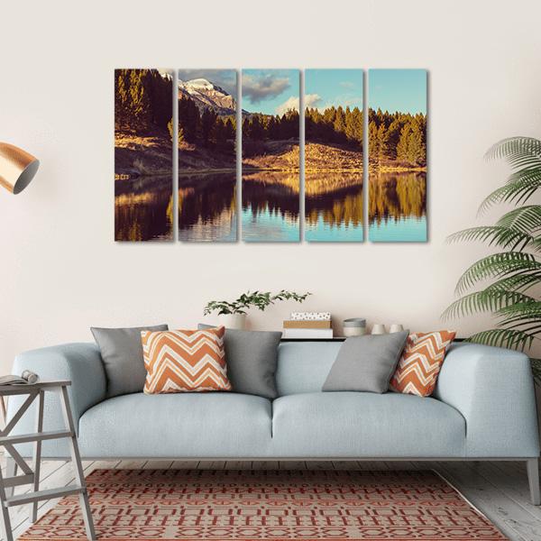 Lake In Rocky Mountains Canvas Wall Art-5 Horizontal-Gallery Wrap-22" x 12"-Tiaracle