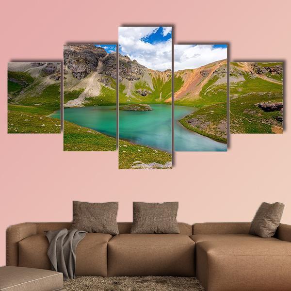 Lake In San Juan Mountains Canvas Wall Art-5 Star-Gallery Wrap-62" x 32"-Tiaracle