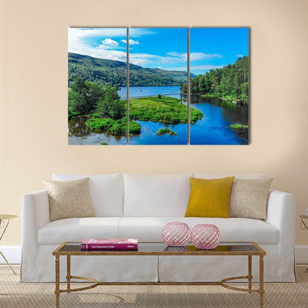 Lake In Scottish Highlands Canvas Wall Art-3 Horizontal-Gallery Wrap-37" x 24"-Tiaracle