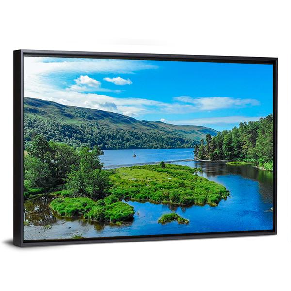 Lake In Scottish Highlands Canvas Wall Art-3 Horizontal-Gallery Wrap-25" x 16"-Tiaracle