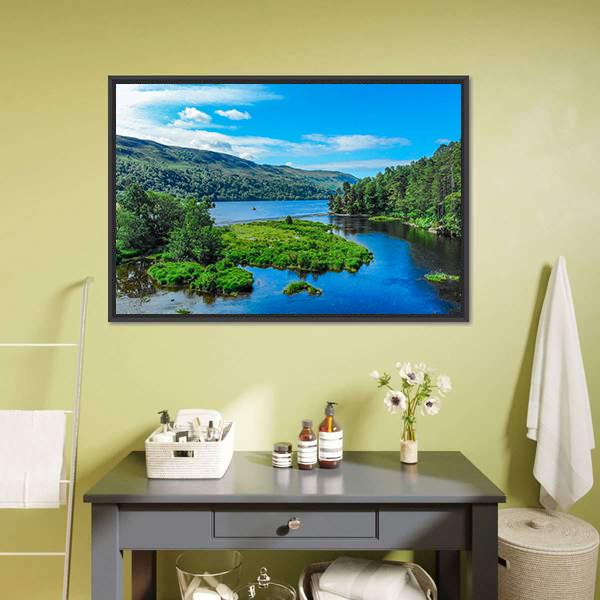 Lake In Scottish Highlands Canvas Wall Art-3 Horizontal-Gallery Wrap-25" x 16"-Tiaracle