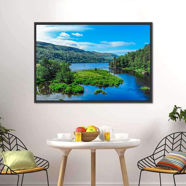 Lake In Scottish Highlands Canvas Wall Art-1 Piece-Floating Frame-24&quot; x 16&quot;-Tiaracle