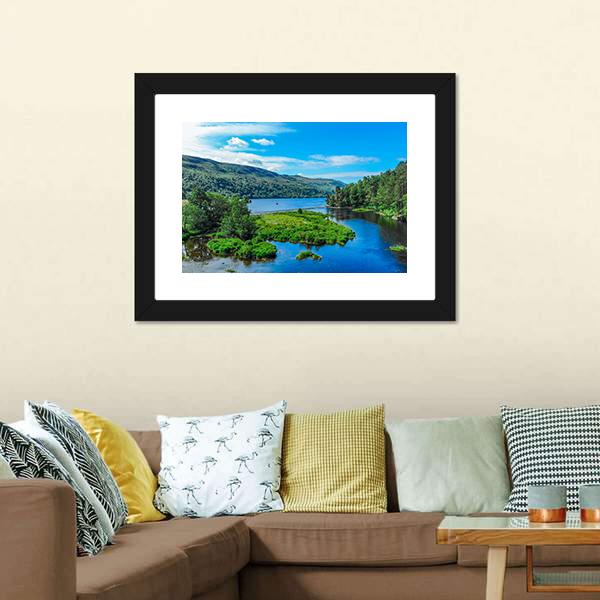 Lake In Scottish Highlands Canvas Wall Art-1 Piece-Framed Print-20" x 16"-Tiaracle