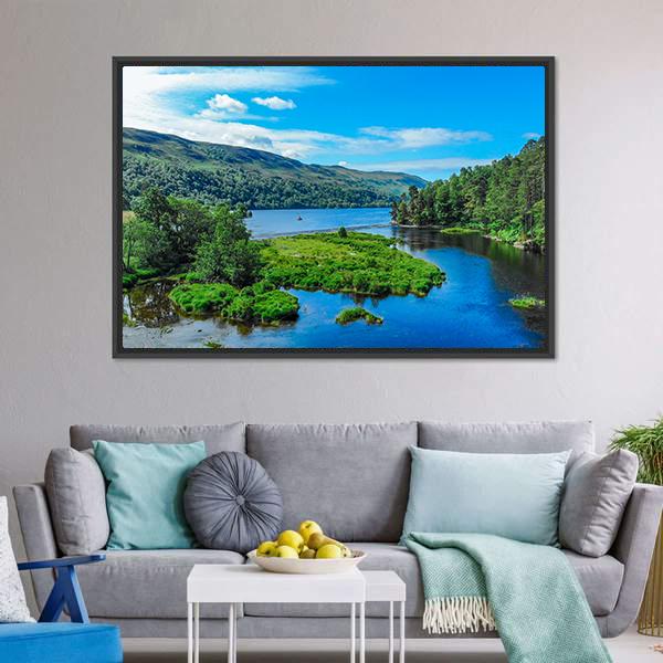 Lake In Scottish Highlands Panoramic Canvas Wall Art-1 Piece-36" x 12"-Tiaracle
