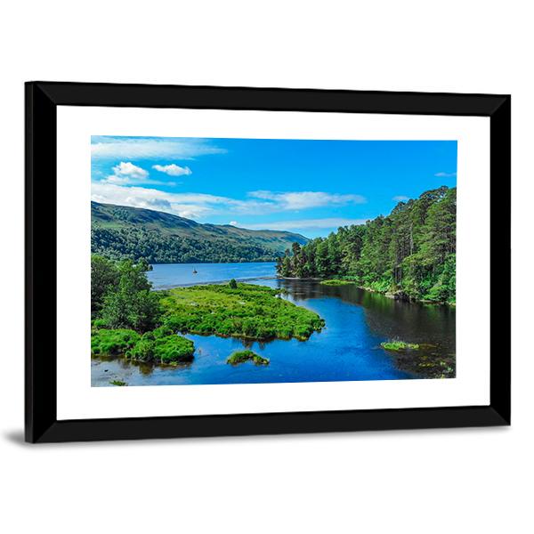Lake In Scottish Highlands Panoramic Canvas Wall Art-1 Piece-36" x 12"-Tiaracle
