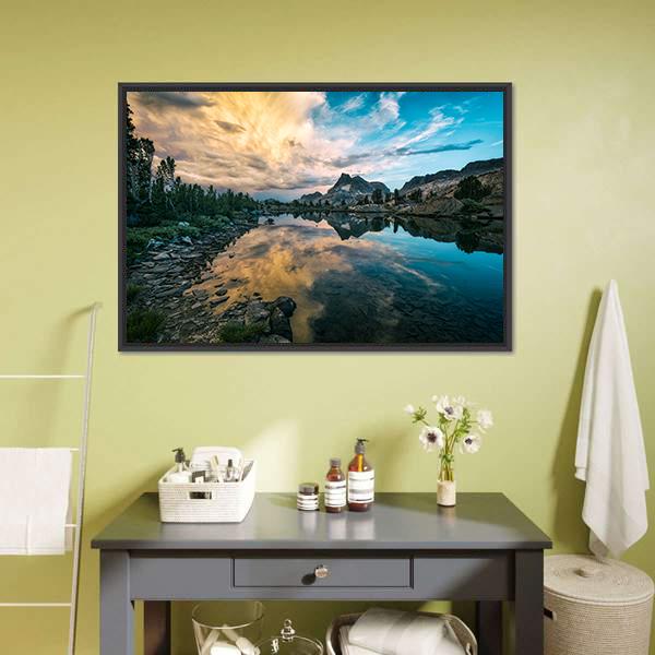 Lake In Sierra Nevada Canvas Wall Art-1 Piece-Floating Frame-24" x 16"-Tiaracle