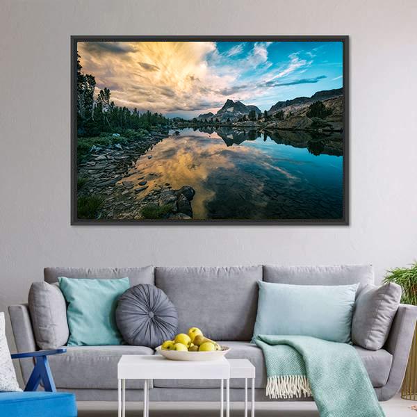 Lake In Sierra Nevada Canvas Wall Art-3 Horizontal-Gallery Wrap-25" x 16"-Tiaracle