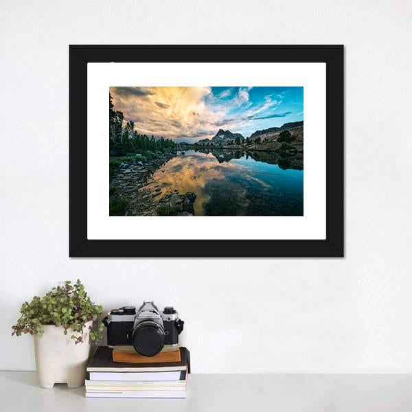 Lake In Sierra Nevada Canvas Wall Art-1 Piece-Framed Print-20" x 16"-Tiaracle