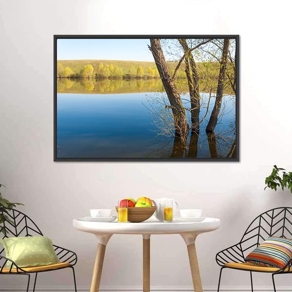 Lake In Spring Park Canvas Wall Art-3 Horizontal-Gallery Wrap-25" x 16"-Tiaracle