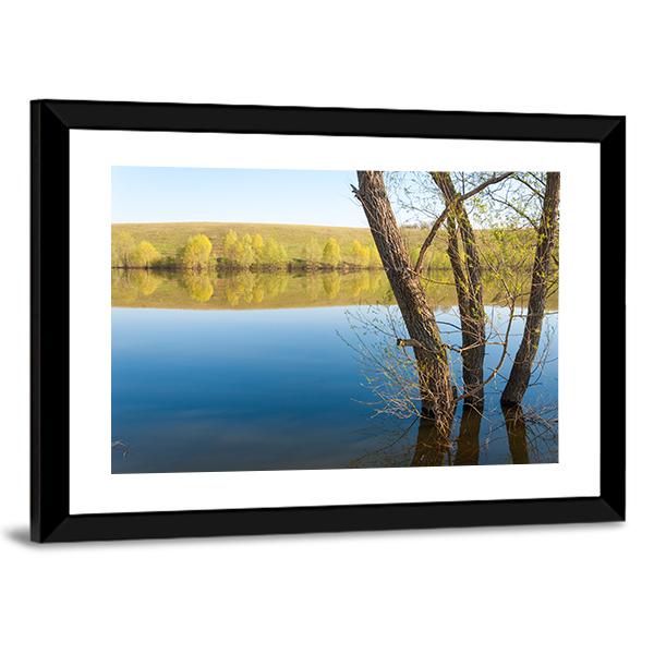 Lake In Spring Park Canvas Wall Art-3 Horizontal-Gallery Wrap-25" x 16"-Tiaracle