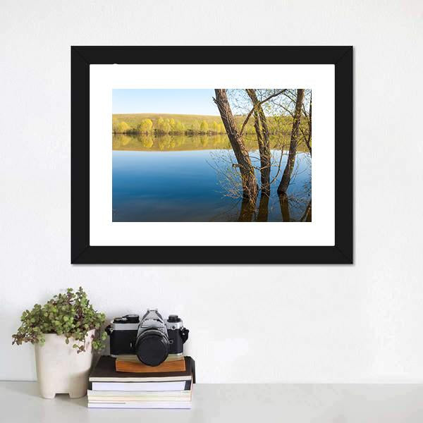 Lake In Spring Park Canvas Wall Art-1 Piece-Framed Print-20" x 16"-Tiaracle