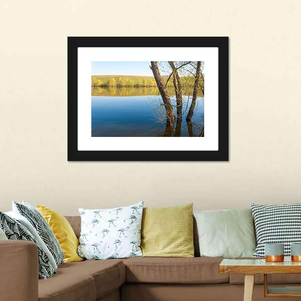 Lake In Spring Park Canvas Wall Art-3 Horizontal-Gallery Wrap-25" x 16"-Tiaracle