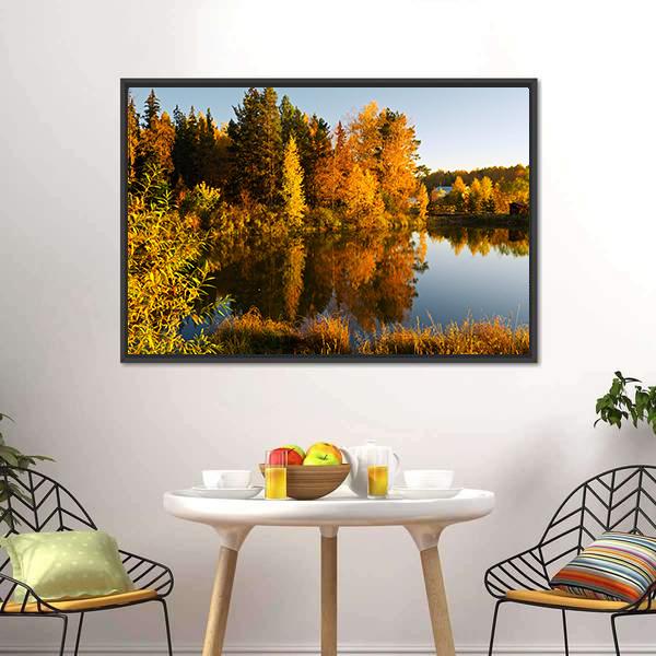 Lake In Sunset Rays Canvas Wall Art-3 Horizontal-Gallery Wrap-25" x 16"-Tiaracle