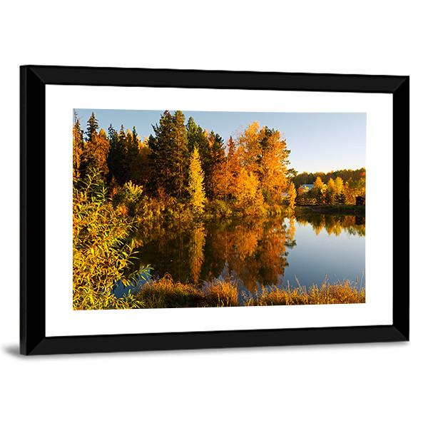 Lake In Sunset Rays Canvas Wall Art-3 Horizontal-Gallery Wrap-25" x 16"-Tiaracle