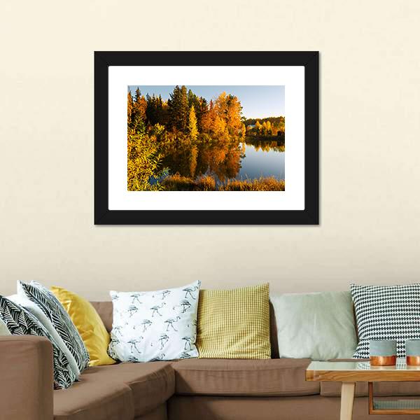 Lake In Sunset Rays Canvas Wall Art-3 Horizontal-Gallery Wrap-25" x 16"-Tiaracle