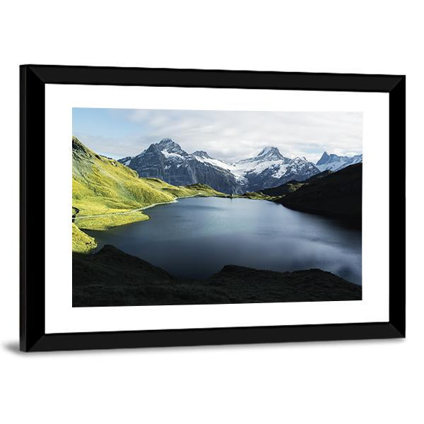Lake In Swiss Alps Panoramic Canvas Wall Art-1 Piece-36" x 12"-Tiaracle