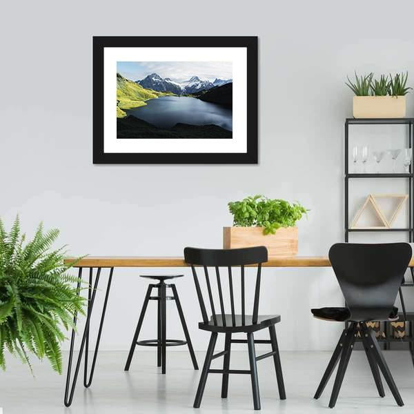 Lake In Swiss Alps Panoramic Canvas Wall Art-1 Piece-36" x 12"-Tiaracle