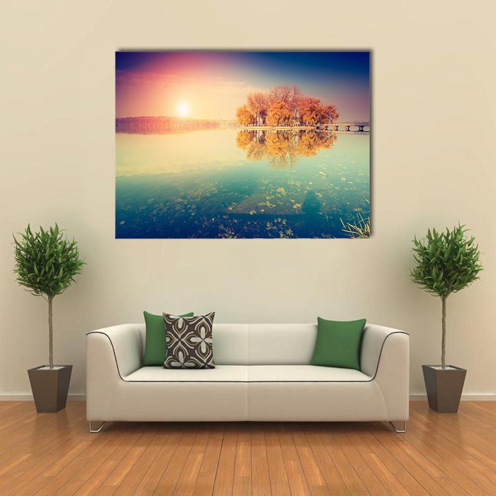 Lake In Ternopil Canvas Wall Art-1 Piece-Gallery Wrap-48" x 32"-Tiaracle