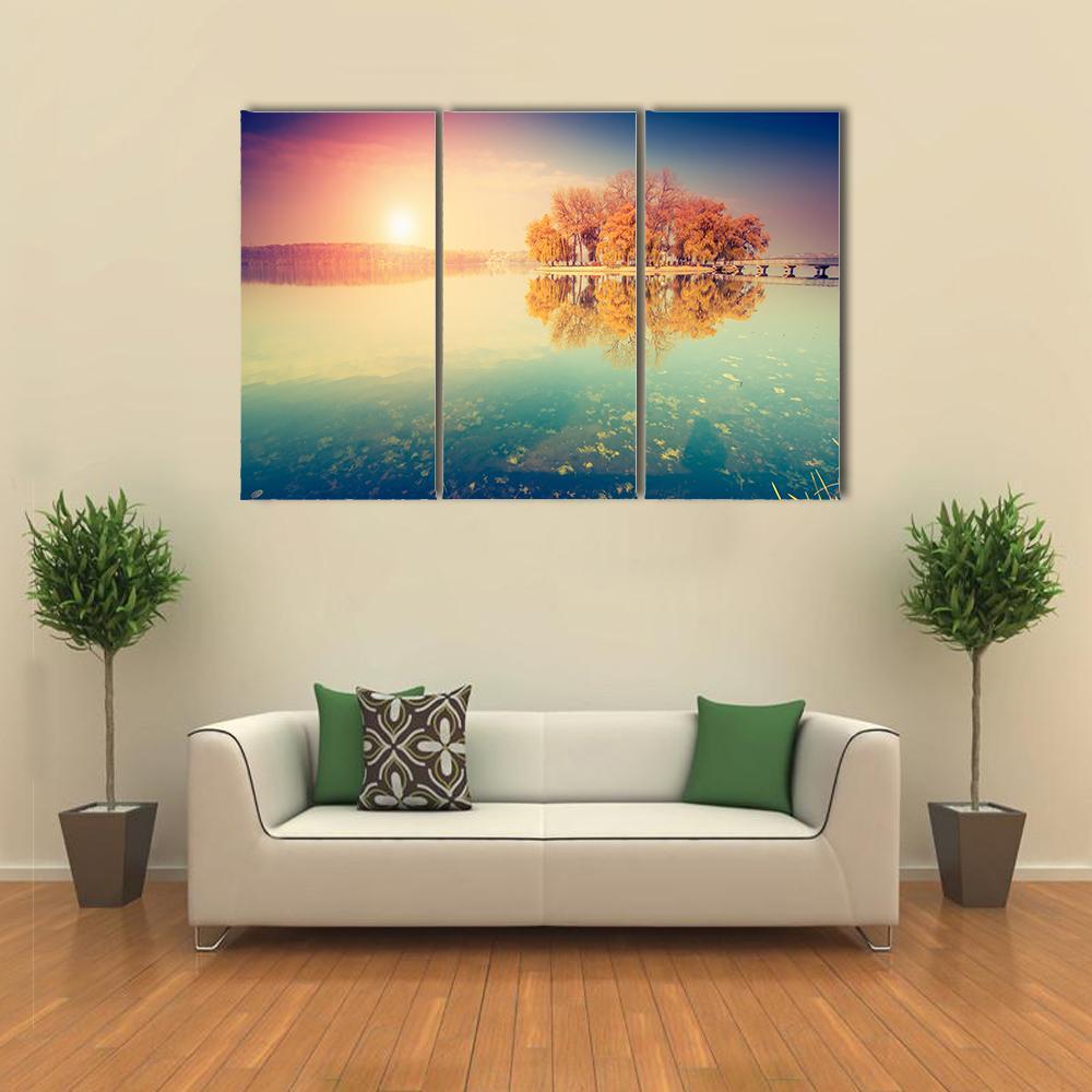 Lake In Ternopil Canvas Wall Art-3 Horizontal-Gallery Wrap-37" x 24"-Tiaracle