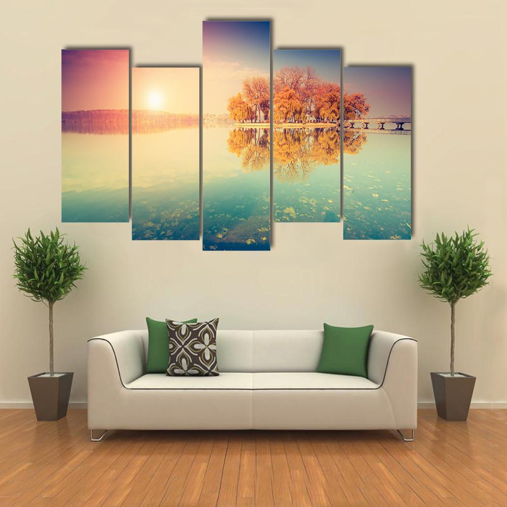 Lake In Ternopil Canvas Wall Art-5 Pop-Gallery Wrap-47" x 32"-Tiaracle