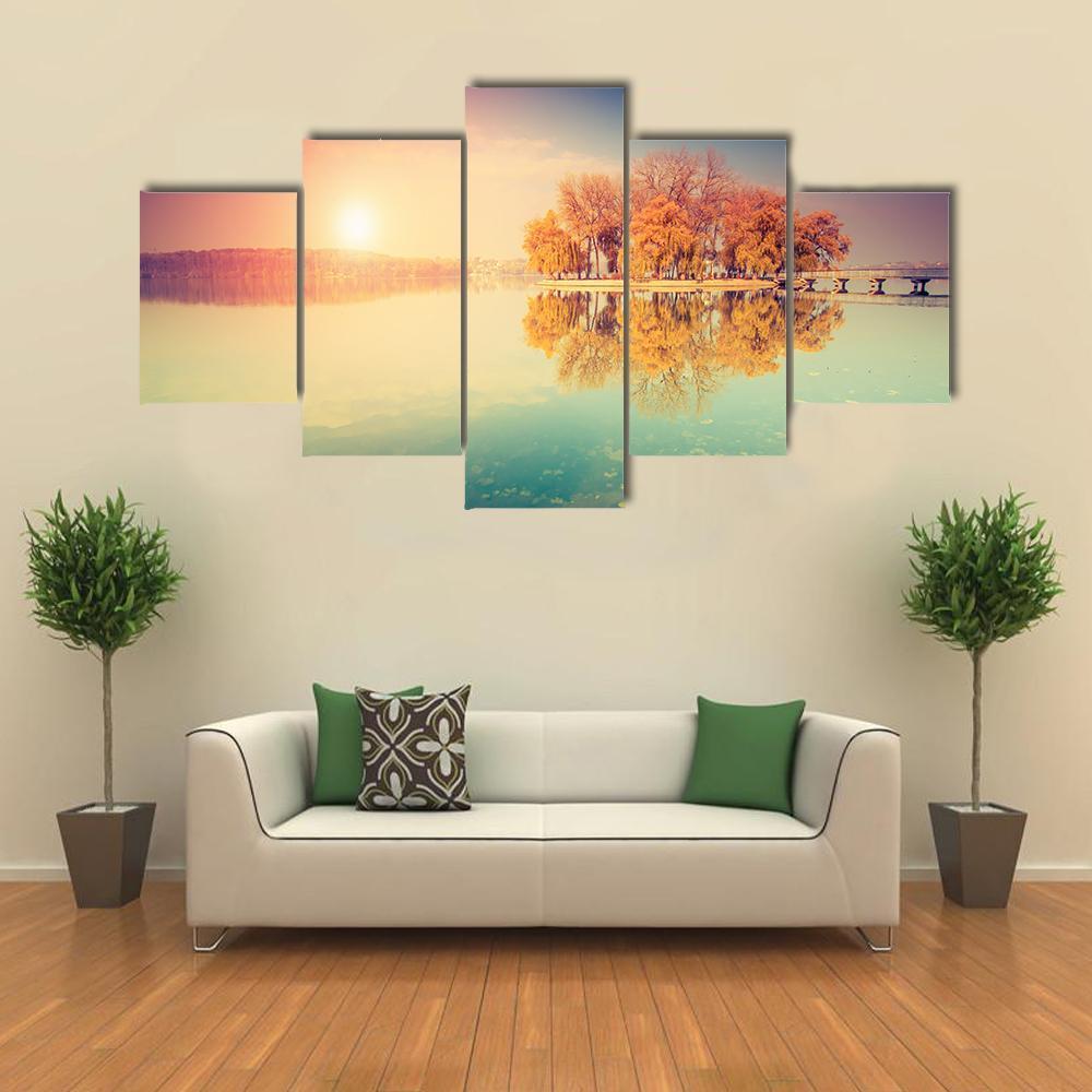 Lake In Ternopil Canvas Wall Art-5 Star-Gallery Wrap-62" x 32"-Tiaracle