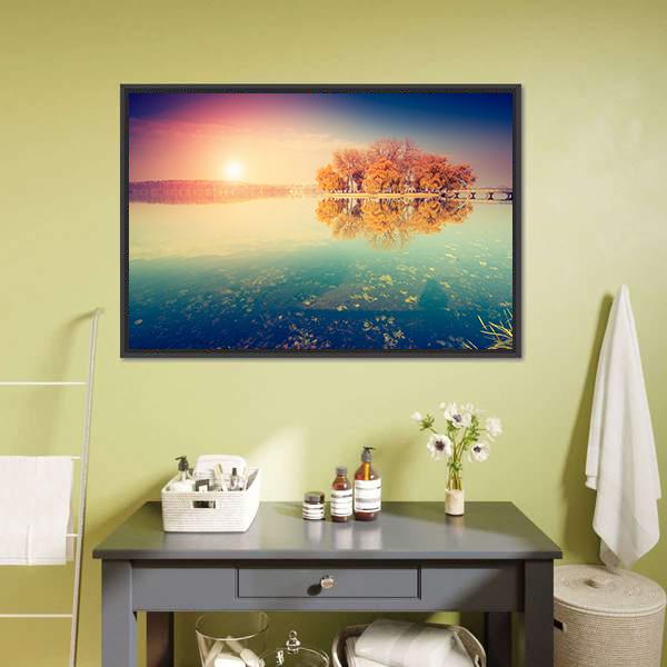 Lake In Ternopil Canvas Wall Art-1 Piece-Floating Frame-24" x 16"-Tiaracle