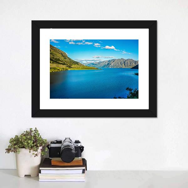 Lake In The New Zealand Canvas Wall Art-1 Piece-Framed Print-20" x 16"-Tiaracle