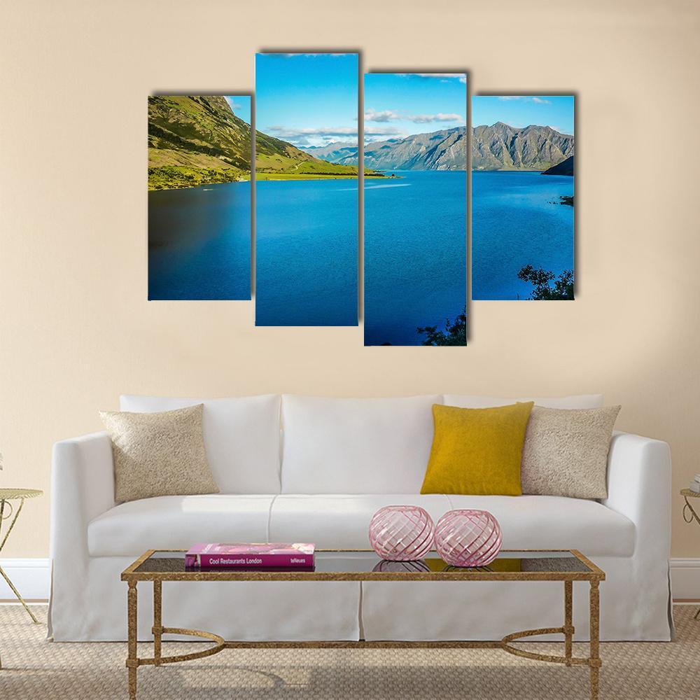 Lake In The New Zealand Canvas Wall Art-4 Pop-Gallery Wrap-50" x 32"-Tiaracle