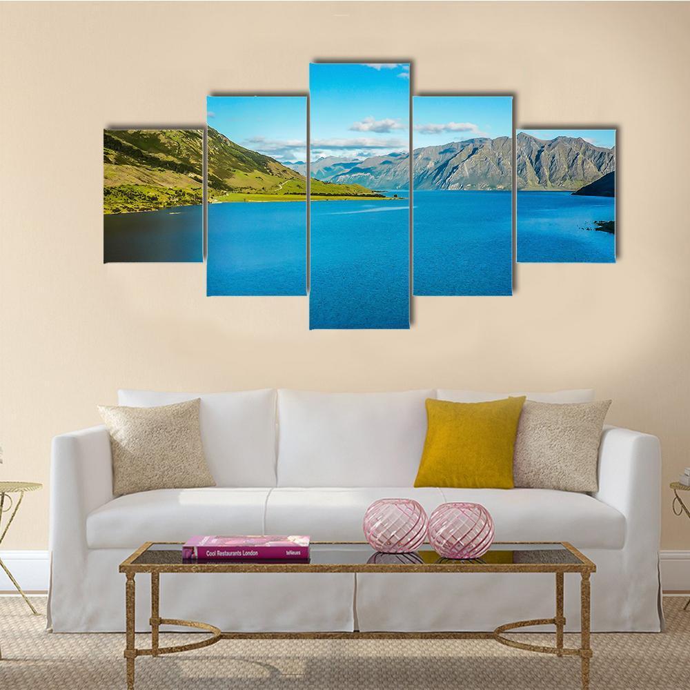 Lake In The New Zealand Canvas Wall Art-5 Star-Gallery Wrap-62" x 32"-Tiaracle