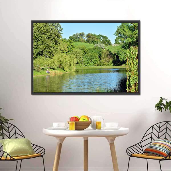 Lake In The Park Canvas Wall Art-3 Horizontal-Gallery Wrap-25" x 16"-Tiaracle