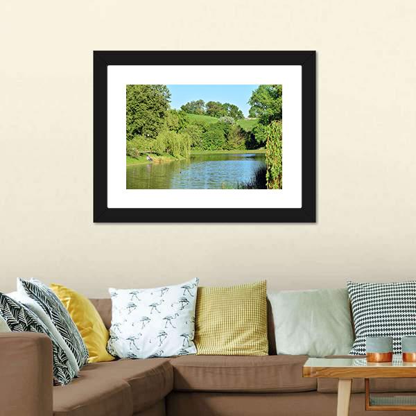 Lake In The Park Canvas Wall Art-3 Horizontal-Gallery Wrap-25" x 16"-Tiaracle