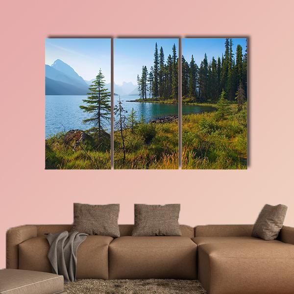 Morning On Beautiful Lake Canvas Wall Art-3 Horizontal-Gallery Wrap-37" x 24"-Tiaracle