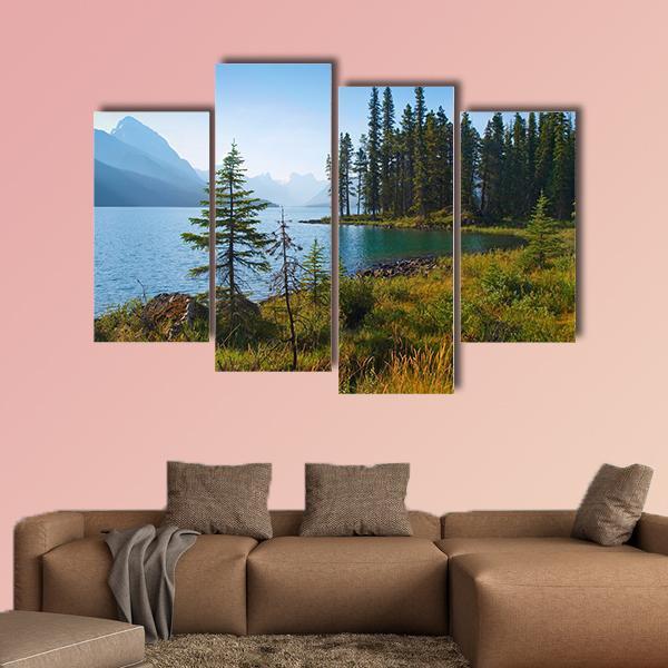 Morning On Beautiful Lake Canvas Wall Art-4 Pop-Gallery Wrap-50" x 32"-Tiaracle
