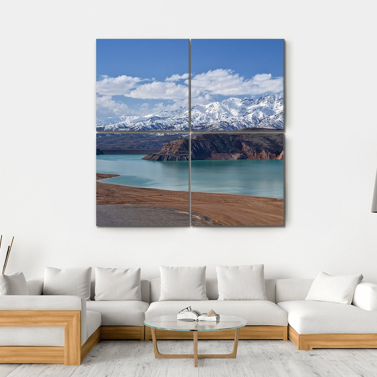 Lake In Uzbekistan Canvas Wall Art-4 Square-Gallery Wrap-17" x 17"-Tiaracle