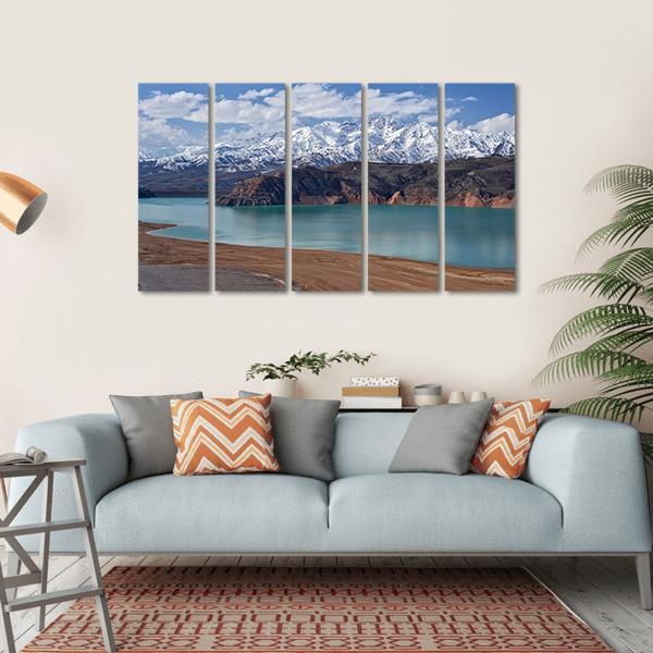 Lake In Uzbekistan Canvas Wall Art-5 Horizontal-Gallery Wrap-22" x 12"-Tiaracle